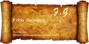 Fohn Gyöngyi névjegykártya